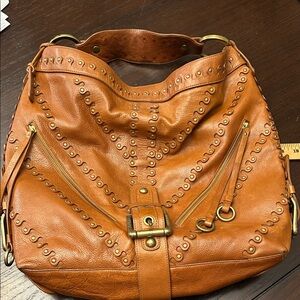Isabella Fiore Tan Leather Hobo Bag